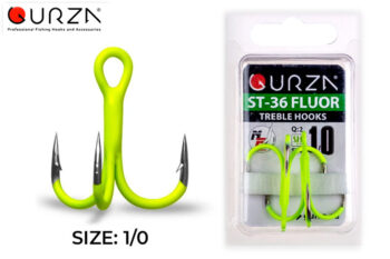 Тройной-Крючки-Gurza-Round-treble-hook-ST-36-UV-CHARTREUSE-№-1-0-2шт